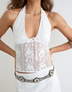 Kopa Top in Floral Lace White