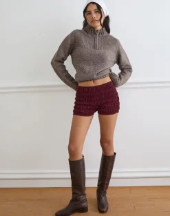Kubo Ruched Shorts in Maroon