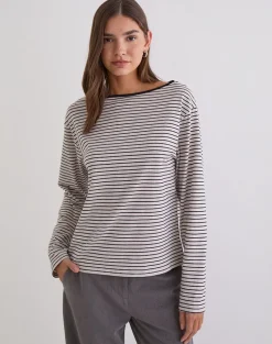 Kumiko Long Sleeve Top in Jersey Grey and Black
