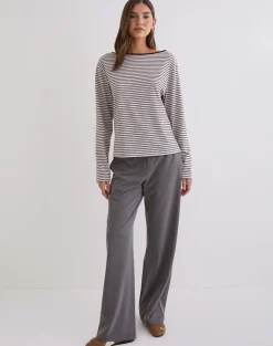 Kumiko Long Sleeve Top in Jersey Grey and Black