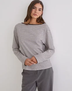 Kumiko Long Sleeve Top in Jersey Grey and Black