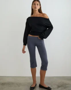 Kyogai Capri Trouser in Jersey Ocean Storm with Eyelets