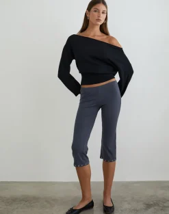 Kyogai Capri Trouser in Jersey Ocean Storm with Eyelets