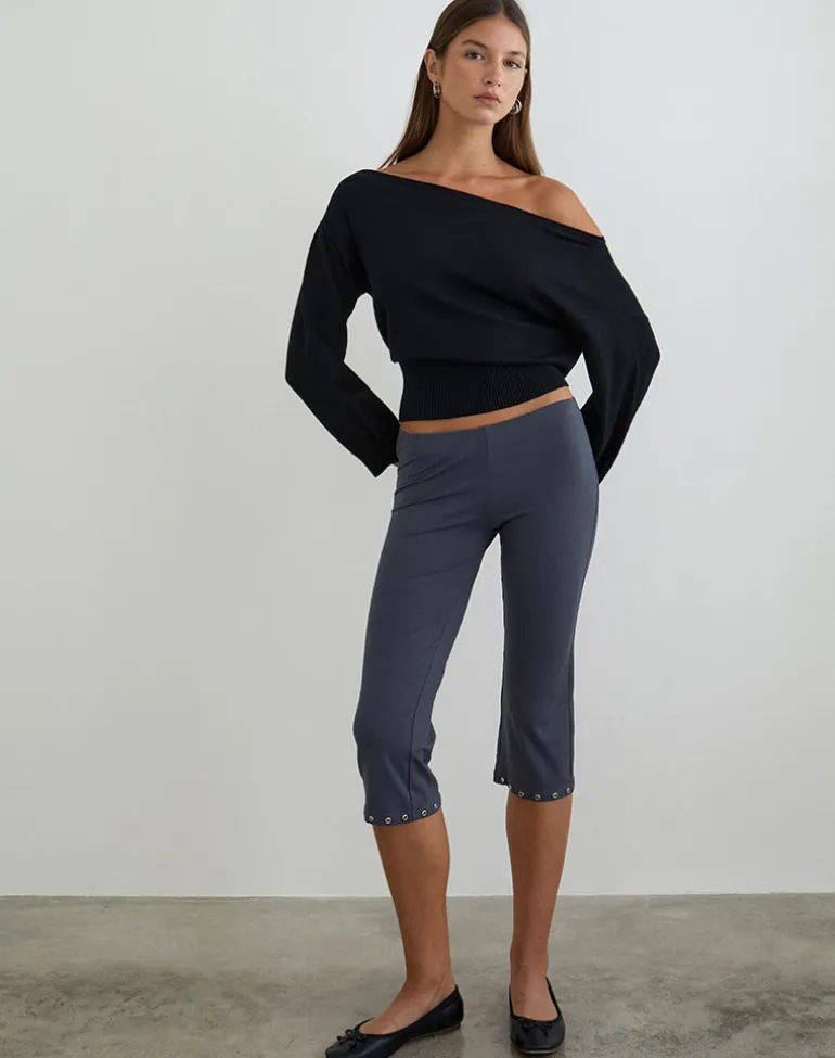 Kyogai Capri Trouser in Jersey Ocean Storm with Eyelets