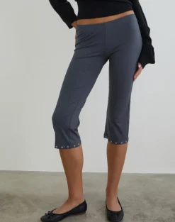 Kyogai Capri Trouser in Jersey Ocean Storm with Eyelets