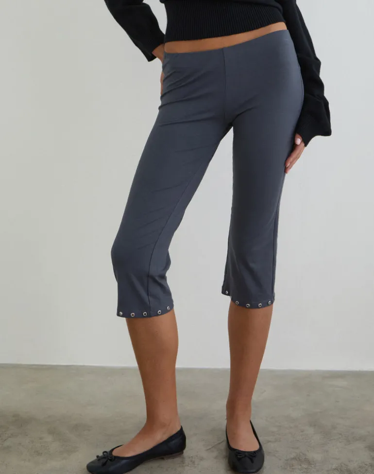Kyogai Capri Trouser in Jersey Ocean Storm with Eyelets