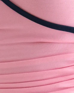Laird Wrap Top in Ballet Pink with Navy Binding
