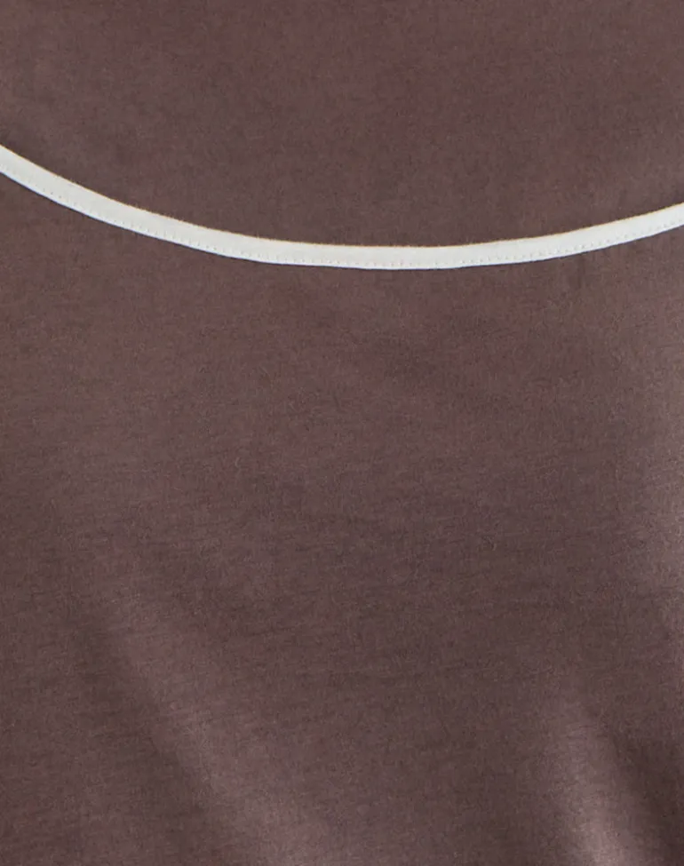 Laken Long Sleeve Top in Walnut with Vanilla Ice Binding