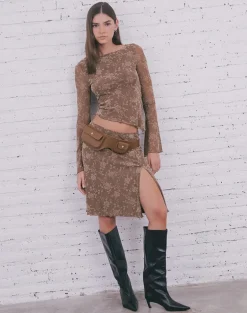 Lakya Top in Leafy Flock Dark Taupe