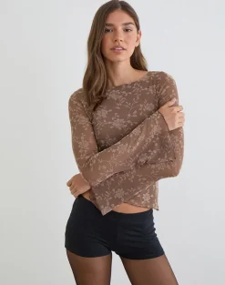 Lakya Top in Leafy Flock Dark Taupe