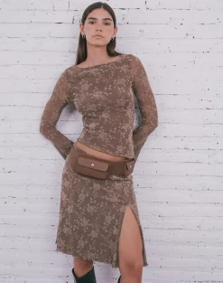 Lakya Top in Leafy Flock Dark Taupe