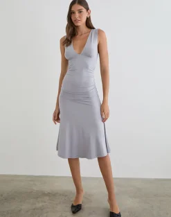 Laluma Midi Dress in Lilac Grey