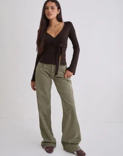 Lamae Wrap Top in Bitter Chocolate