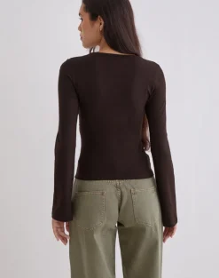 Lamae Wrap Top in Bitter Chocolate
