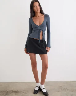 Lamae Wrap Top in Ocean Storm