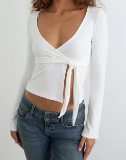 Lamae Wrap Top in Off White