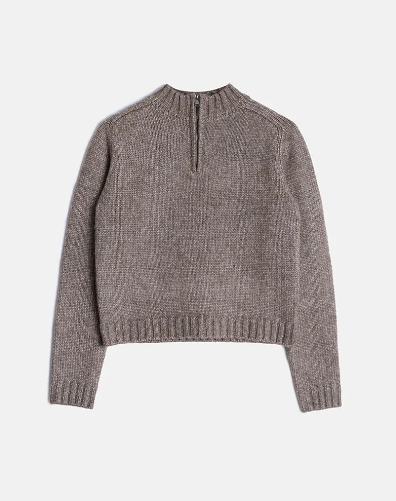 Lamara Quater Zip Jumper in Dark Brown Marl