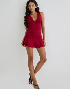 Lanai Mini Dress in Rayon Jersey Adrenaline Red