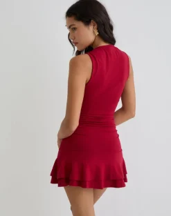 Lanai Mini Dress in Rayon Jersey Adrenaline Red