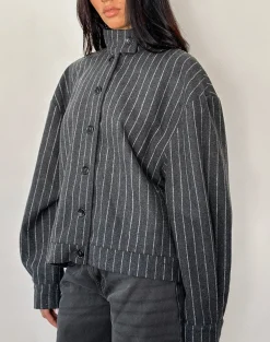 Lastika Jacket in Charcoal Pinstripe