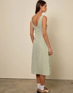 Lavisha Midi Dress in Green Check