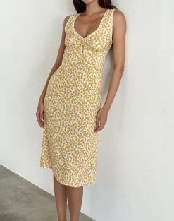 Lavisha Midi Dress in Yellow Cosmos Garden