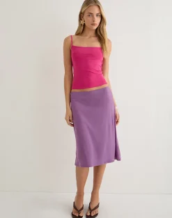 Laykha Midi Skirt in Mesh Purple
