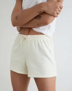 Lecent Short in Winter White with Tonal M Embroidery