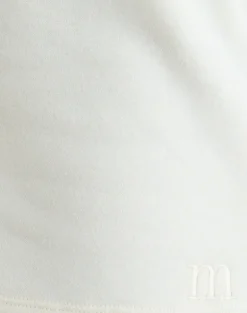 Lecent Short in Winter White with Tonal M Embroidery