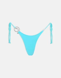 Lentra Bikini Bottom in Aqua with Spiral and Beads