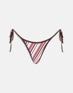 Lentra Bikini Bottom in Brown and Pink Candy Stripe
