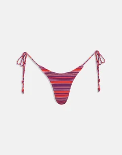 Lentra Bikini Bottom in Purple and Red Radiant Lines with Beads