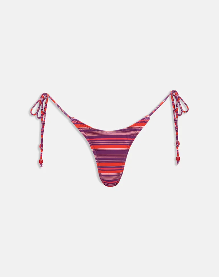 Lentra Bikini Bottom in Purple and Red Radiant Lines with Beads