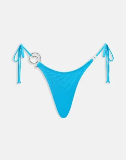 Lentra Bikini Bottom in Shimmer Blue with Spiral and Beads