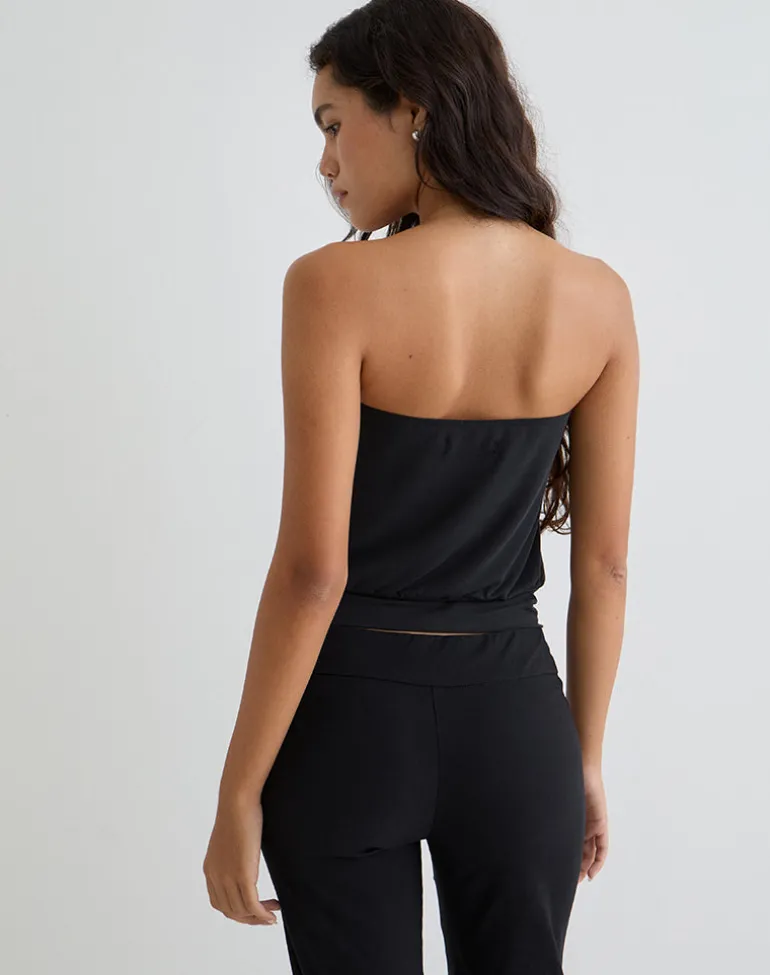 Leocadia Bandeau Top in Cupro Black