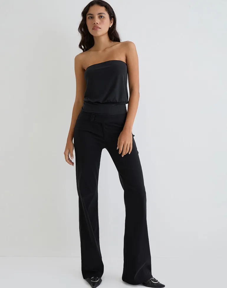 Leocadia Bandeau Top in Cupro Black