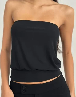 Leocadia Bandeau Top in Cupro Black
