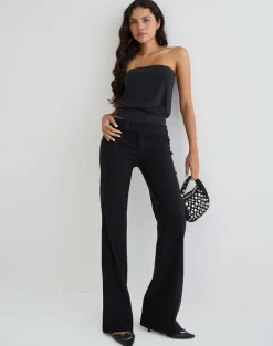 Leocadia Bandeau Top in Cupro Black