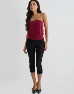 Leocadia Bandeau Top in Cupro Dark Red