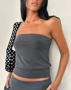 Leocadia Bandeau Top in Dark Grey
