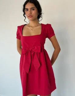 Leshiana Mini Dress in Poplin Adrenaline Red