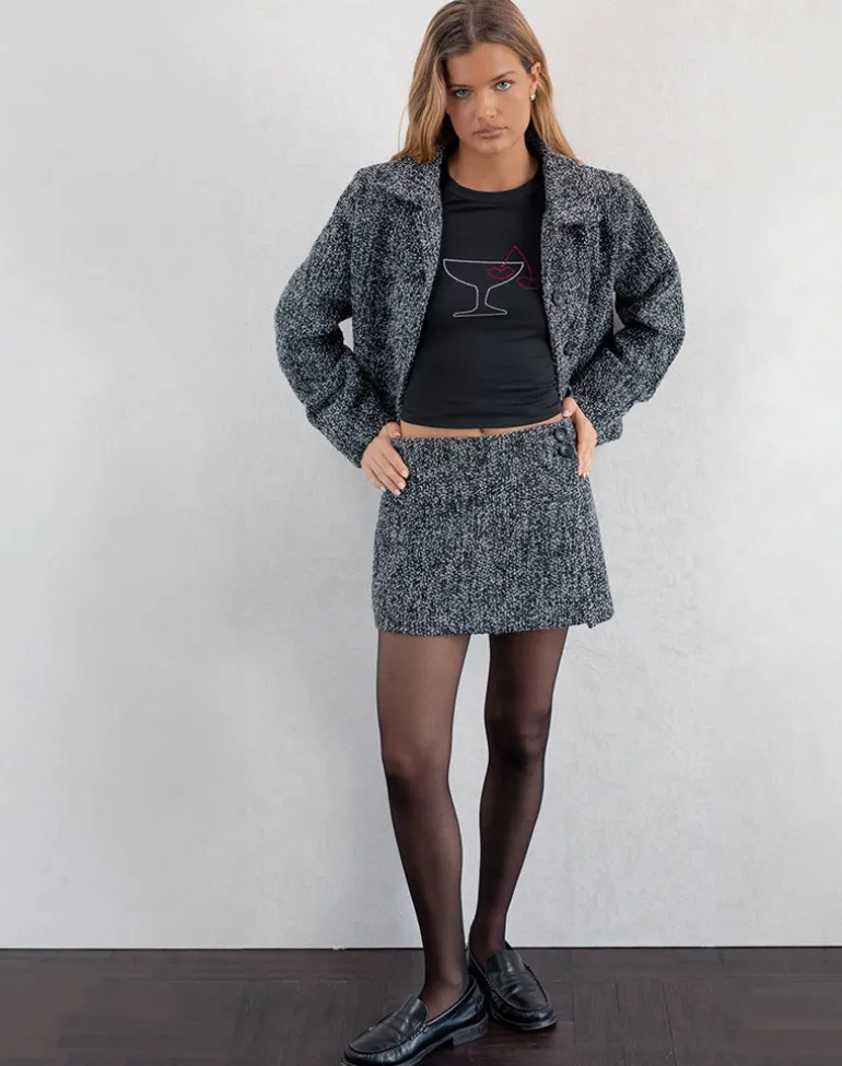 Letty Tailored Mini Skirt in Black and White