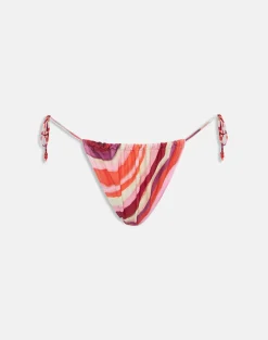 Leyna Bikini Bottom in Wiggle Sunset Pink and Red with Beads