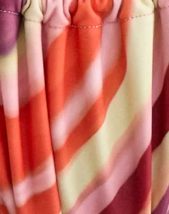 Leyna Bikini Bottom in Wiggle Sunset Pink and Red with Beads