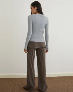 Liano Zip Cardigan in Rib Knit Grey