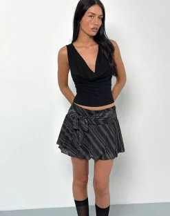 Libri Mini Skirt in Irregular Stripe Grey Black
