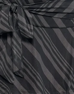 Libri Mini Skirt in Irregular Stripe Grey Black