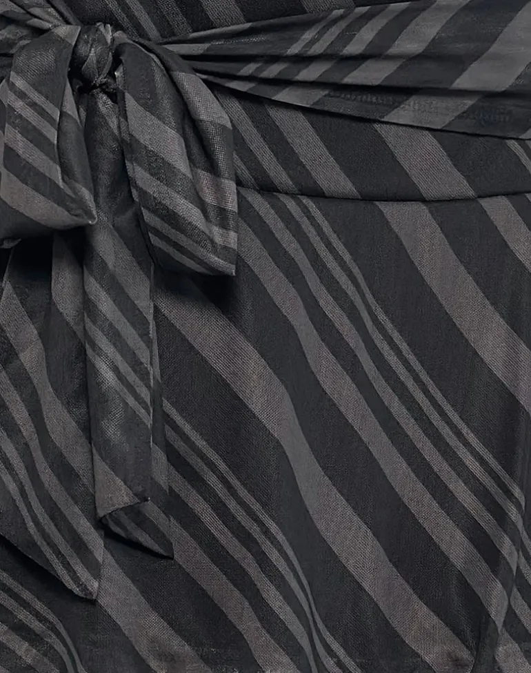 Libri Mini Skirt in Irregular Stripe Grey Black