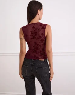 Lihat Top in Botanical Flock Flower Maroon