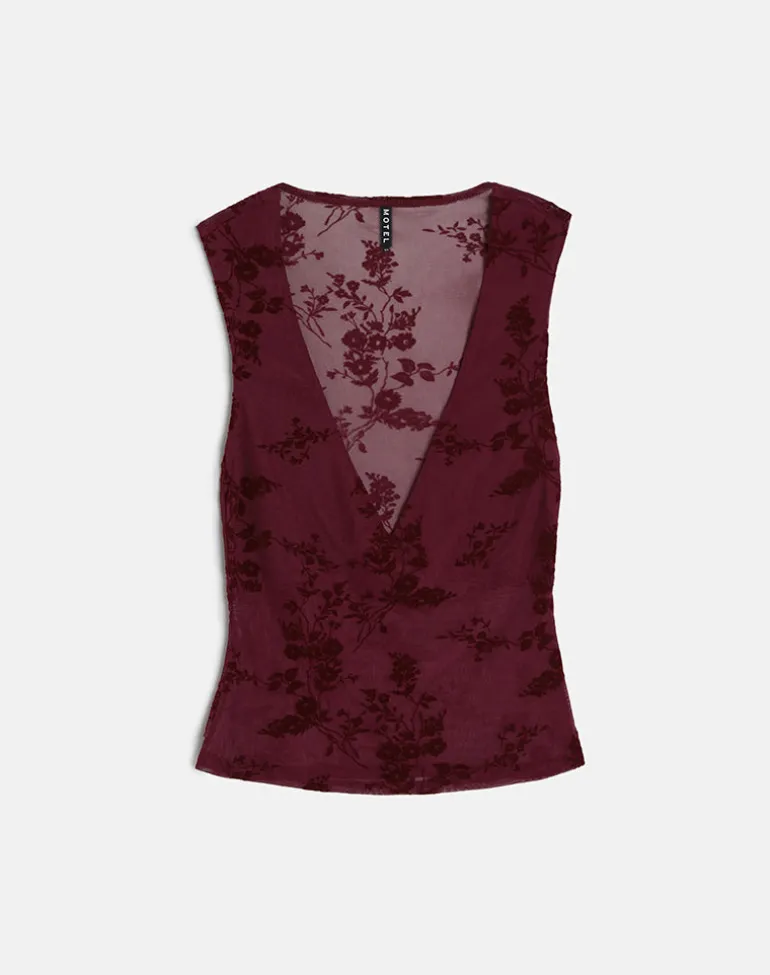 Lihat Top in Botanical Flock Flower Maroon